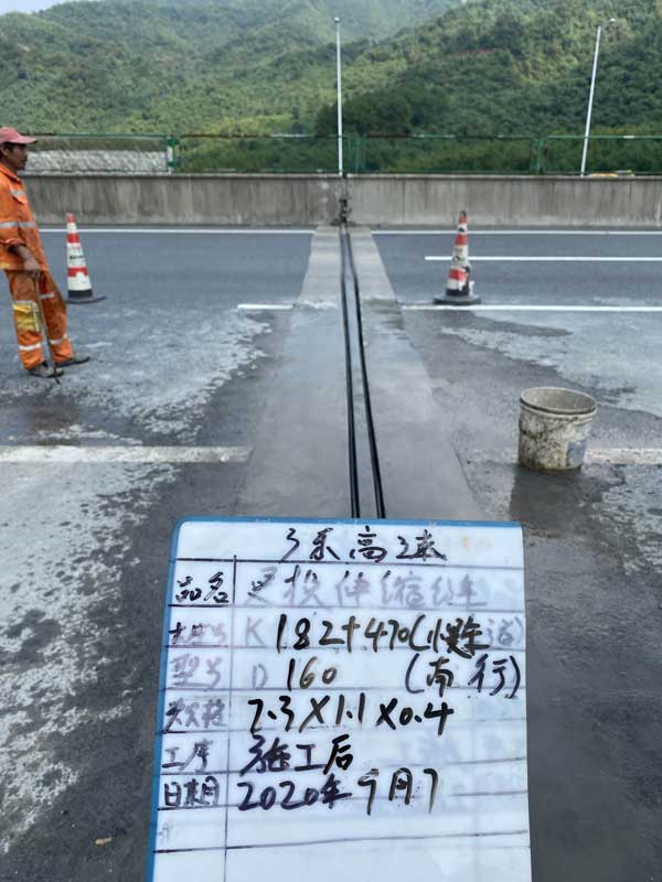 D160型橋梁伸縮縫施工案例-廣樂高速橋梁伸縮縫損壞更換